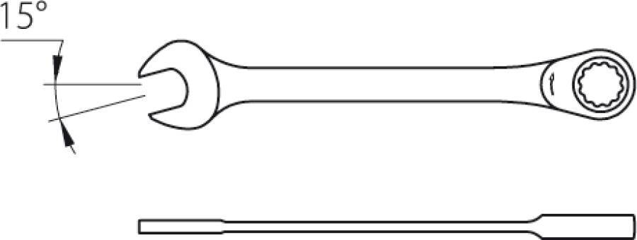 Ratschen-Ringmaulschlüssel 2297167 SW 18 mm Typ gerade ohne Hebel Länge 237 mm Arbeitswinkel 6 ° Ringstärke 11,0 mm Ring