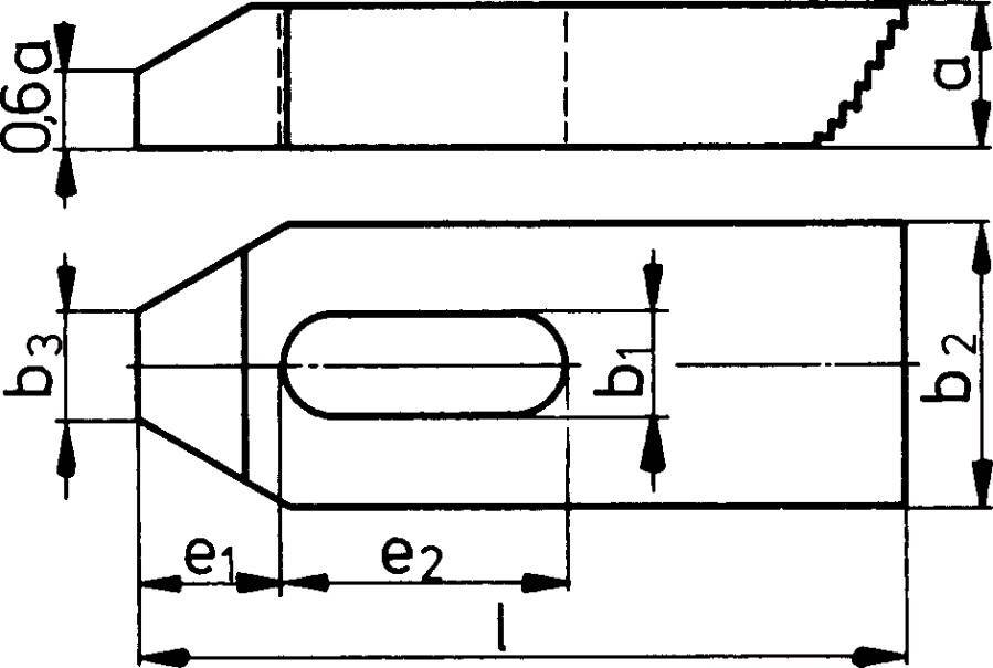 Spanneisen / Spanneisen mit Treppenzähnen 70375 Schlitzbreite b1 11 mm Länge 80 mm für Schraube 10 M a 15 mm Breite b2 3