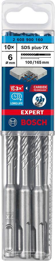 Hammerbohrer EXPERT SDS plus-7X 2608900160 Typ Pack Ø 6 mm Länge 165 mm Spirallänge 100 mm