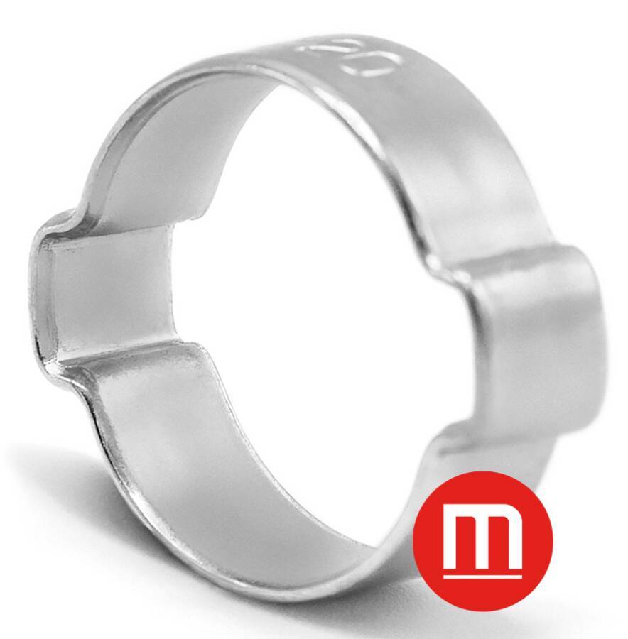 2-Ohr-Klemmen 0304955 Ausführung Edelstahl A2 (W4) Spannbereich 20-23 mm Bandbreite 8 mm