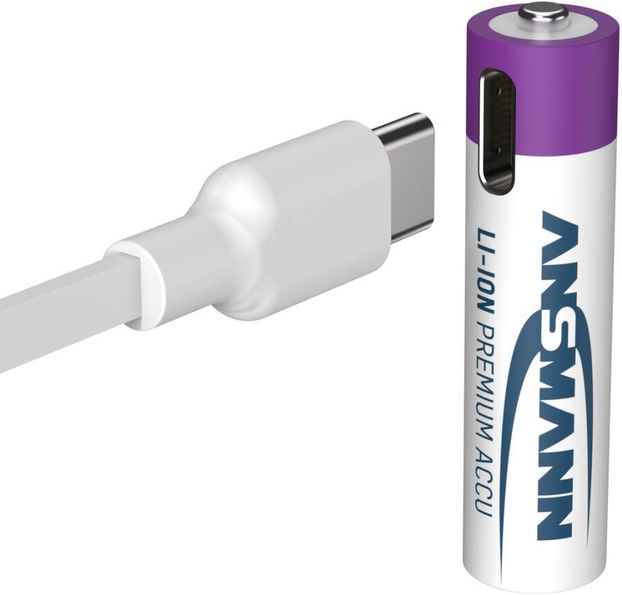 Akkus Li-Ion USB-C Ansmann 8776703 Typ Micro Bezeichnung AAA Form LR03 Kapazität 500 mA