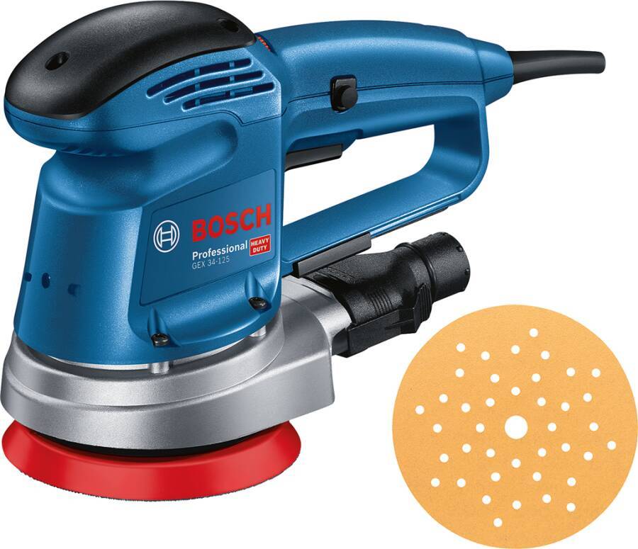 Exzenterschleifer GEX 34-125 0601372300 Nennaufnahme 340 W Exzentrizität 2,5 mm Schleifteller-Ø 125 mm Schwingzahl 9000