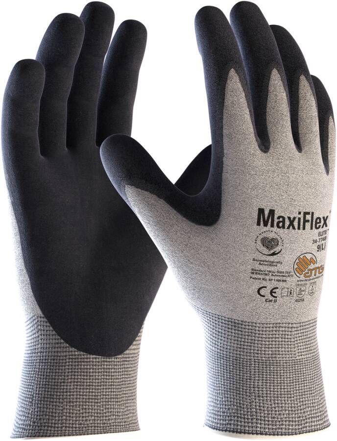 Industrie-Montagehandschuh MaxiFlex®Elite™ ESD 2436-11 Größe 11 Farbe hellgrau/schwarz Trägermaterial Nylon/Carbonfase