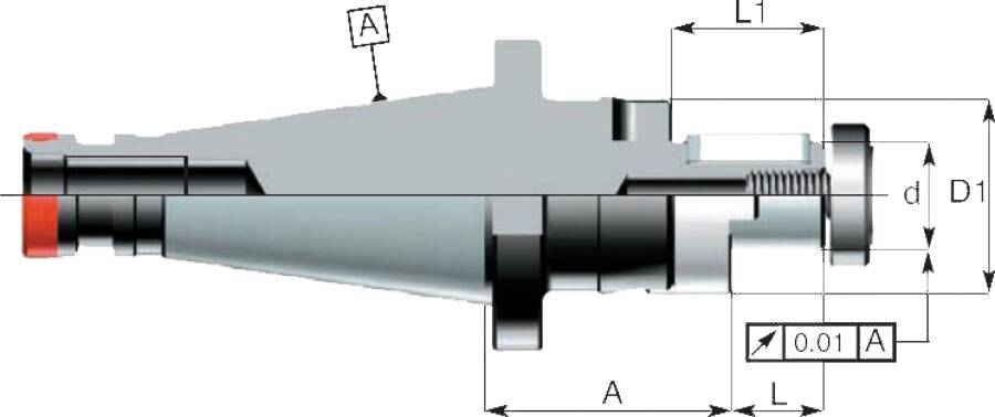 SK Kombi-Aufsteckfräsdorn DIN 2080 2322022 Typ SK40 d 22 mm L 19 mm D1 40 mm A 52 mm A mit DVGW-Zulassung