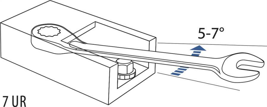 Ratschen-Ringmaulschlüssel 2297361 SW 19 mm Typ abgewinkelt mit Hebel Länge 250 mm Arbeitswinkel 6 ° Ringstärke 11,7 mm