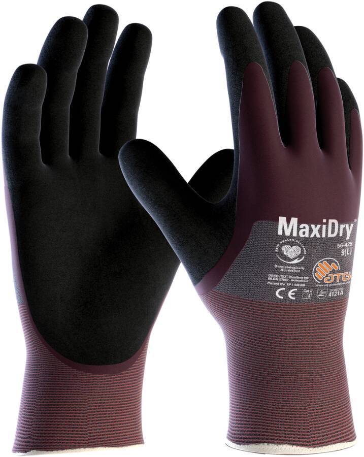 Nylonstrick-Schutzhandschuh MaxiDry®“ 2372-07 Größe 07 Farbe lila/schwarz Trägermaterial Nylon-Strick Gauge - Mat.-Stär