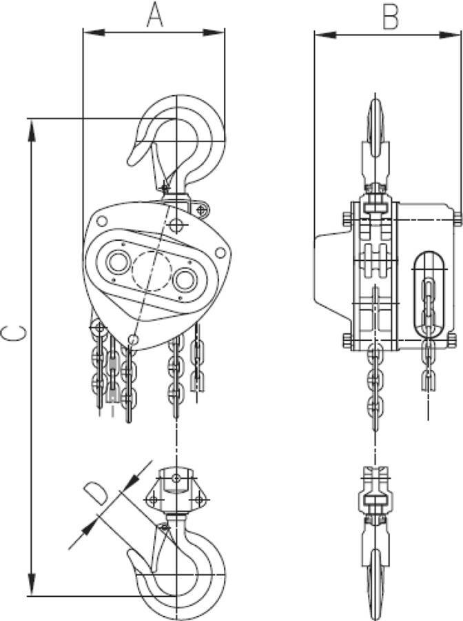 Stirnrad-Flaschenzüge PULLMASTER II G10531 Typ Flaschenzug Hub 3 m Tragkraft 1000 kg Kettenstränge 1 Bauhöhe 332 mm Hand