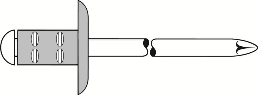 Mehrbereichs-Blindniete PolyGrip® Alu/Stahl Großkopf 16 mm 1433836 Farbe blank Material Alu/Stahl Schaft-Ø 4,8 mm Schaft