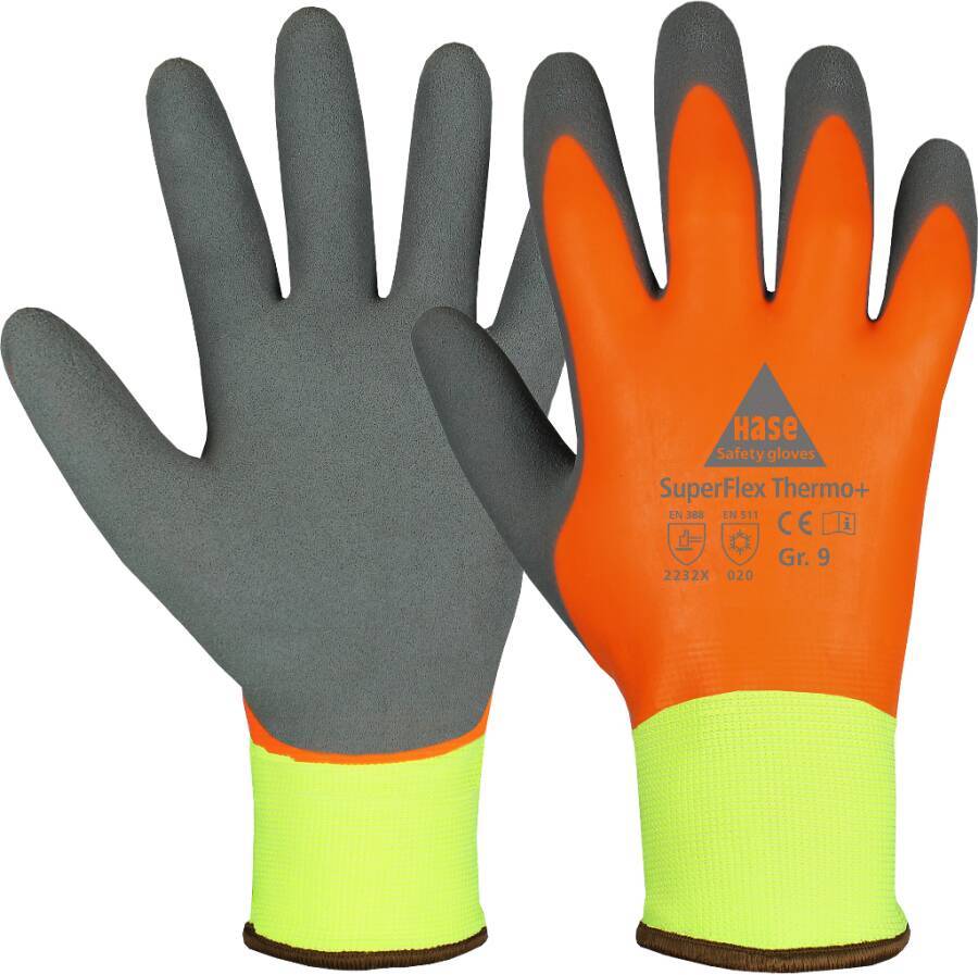 Kälteschutzhandschuh Superflex Thermo+ 508650-09 Größe 09 Farbe neon-gelb/orange/grau Trägermaterial Polyester Gauge 13
