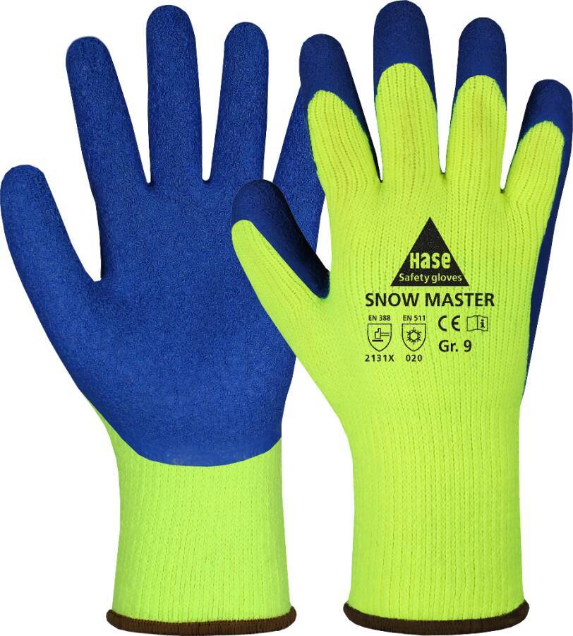 Kälteschutzhandschuh Snow Master 508630-11 Größe 11 Farbe neon-gelb/blau Trägermaterial Polyacrylstrick Gauge 10 Mat.-St