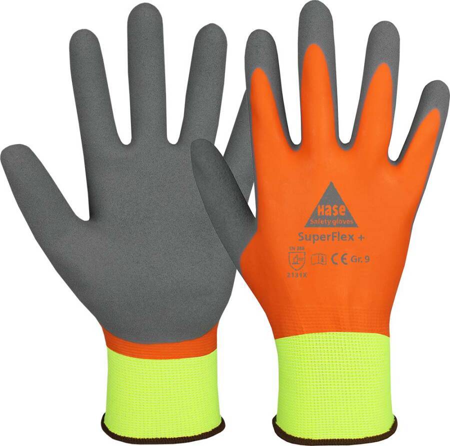 Montagehandschuh SuperFlex+ 508645-08 Größe 08 Farbe orange/grau Trägermaterial Polyester Gauge 13 Mat.-Stärke - mm Be