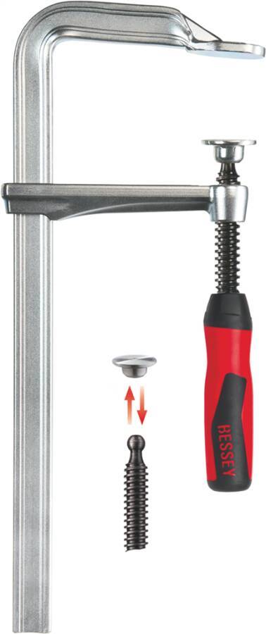 Ganzstahl-Schraubzwinge 2K-Griff GZ-2K GZ40-2K Ausführung 2K-Griff Spannweite 400 mm Ausladung 120 mm Schiene 28 x 11 mm