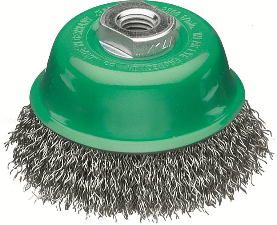 Topfbürste, gewellter Draht 421367 Ausführung Edelstahldraht Ø 65 mm Drahtstärke 0,35 mm Gewinde M 14 Drehzahl max. 1200