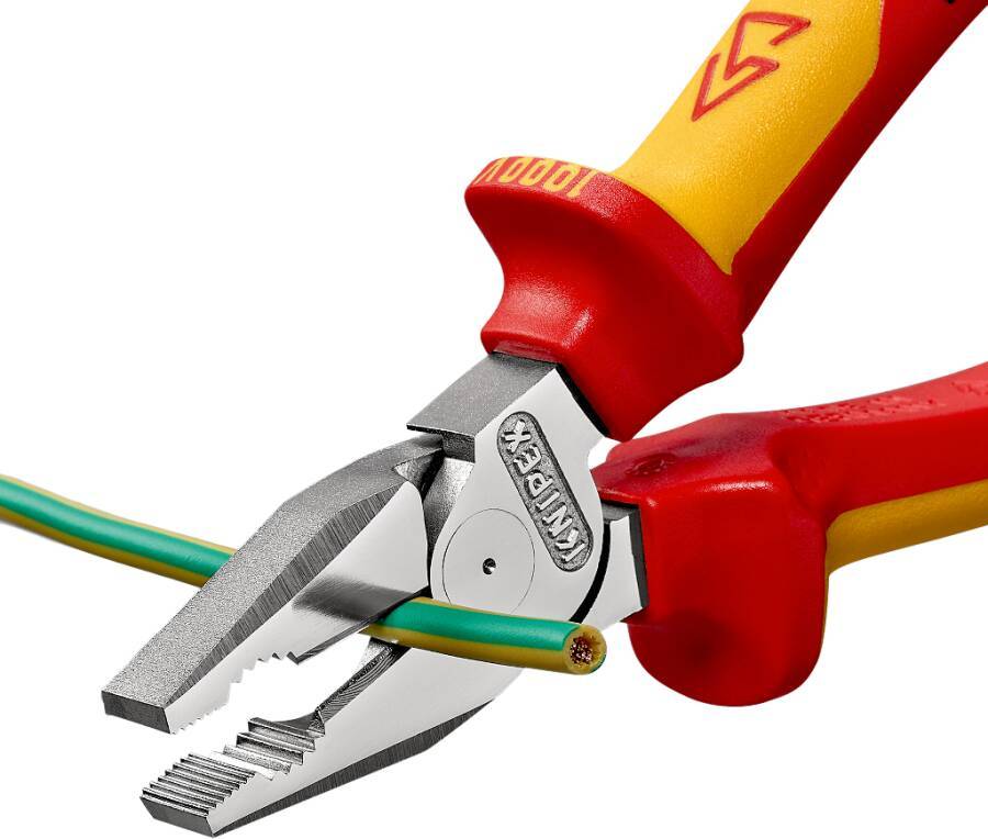 VDE-Kraft-Kombizange 02 06 200 Länge 200 mm Schneidbereich (Stahldraht-Ø) 2,8 mm Typ VDE Knipex Schneidwert CU-Kabel, m