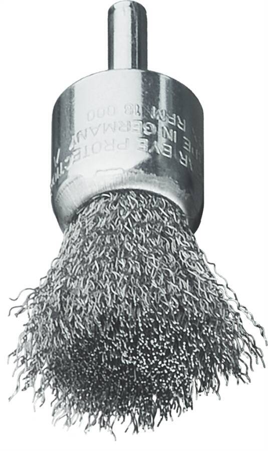 Pinselbürste mit Schaft, gewellter Draht 458361 Ausführung Edelstahl Ø 12 mm Länge 120 mm Drahtstärke 0,3 mm Drehzahl ma