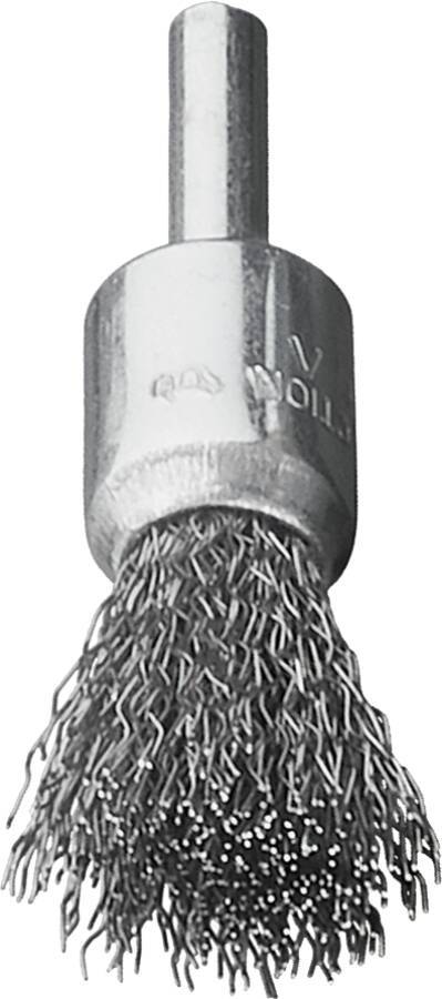 Pinselbürste mit Schaft, gewellter Draht 452141 Ausführung Stahldraht Ø 17 mm Länge 65 mm Drahtstärke 0,3 mm Drehzahl ma