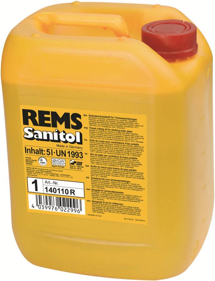 Sanitol-Gewindeschneidstoff 140110 R Inhalt 5 l Gebindeart Kanister pH-Wert alkalisch