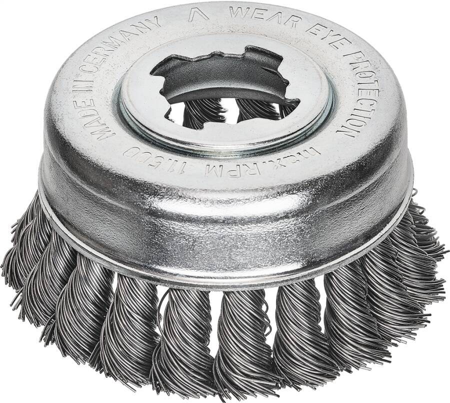 Topfbürste X-LOCK 483.21X Ausführung Stahldraht, gezopft Ø 85 mm Drahtstärke 0,50 mm Aufnahme X-LOCK Drehzahl max. 11500