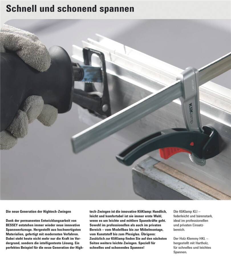 Einhandzwinge KliKlamp KLI KLI12 Spannweite 120 mm Ausladung 80 mm Schiene 20 x 5 mm Gewicht 0,26 kg