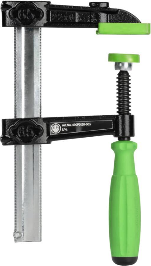 Temperguss-Schraubzwinge 3K-Griff, verstärkt 490P0160-080 Ausführung verstärkt Spannweite 160 mm Ausladung 80 mm Schiene