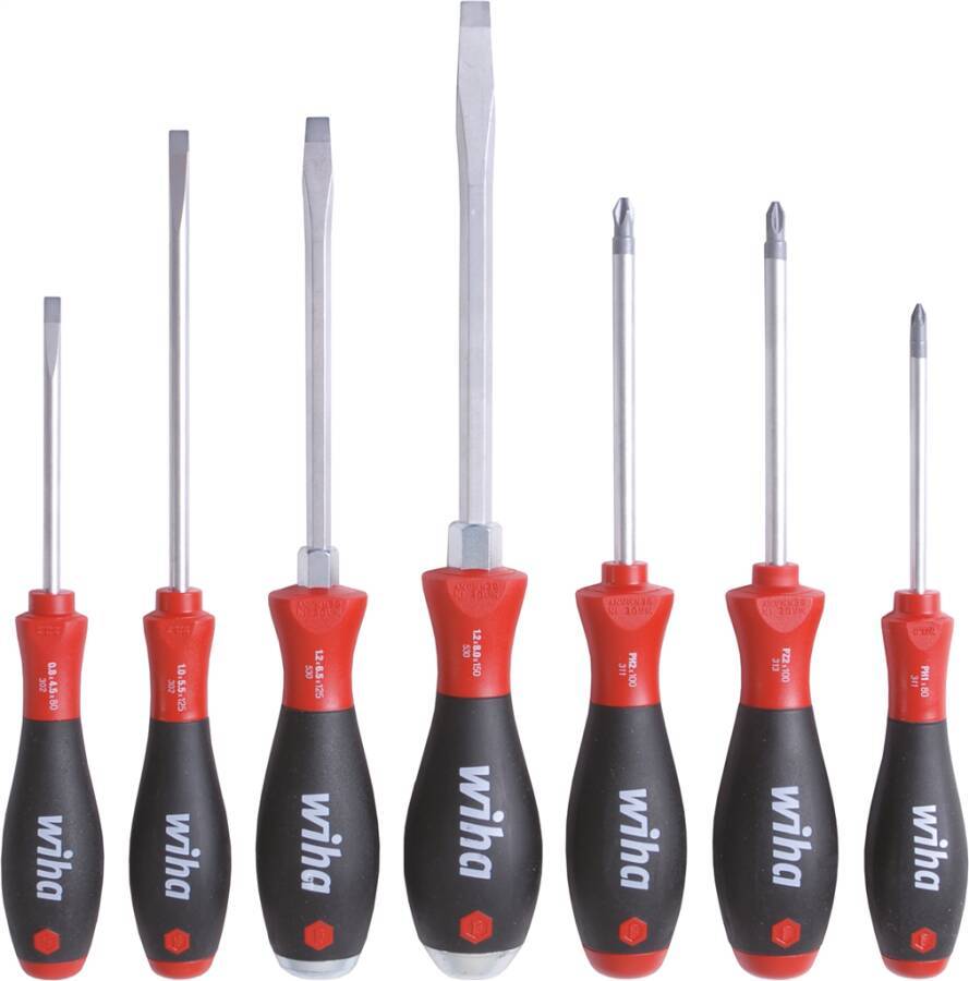 Schraubendrehersatz SoftFinish® 7-tlg. 40585 Ausführung Schlitz/PH/PZ Inhalt Schlitz 4,5-5,5-6,5-8 / PH 1-2 / PZ 2