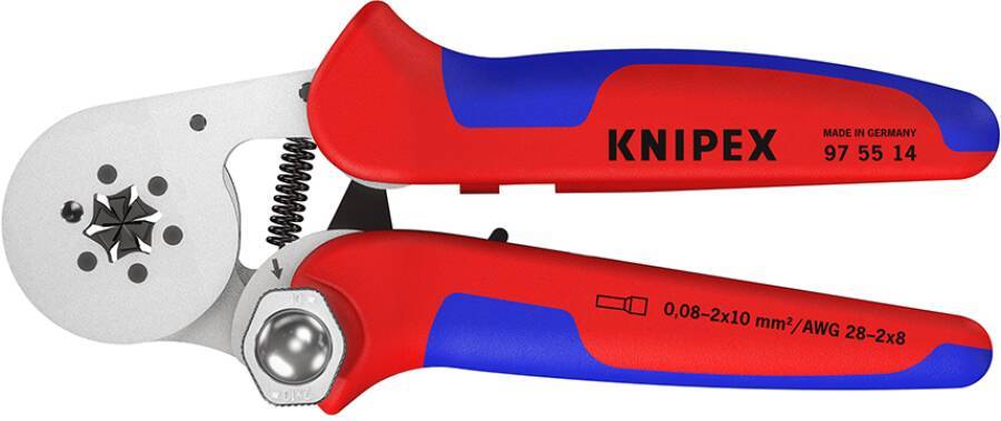 Crimpzange selbsteinstellend 97 55 14 Anwendungsbereich für Aderendhülsen Länge 180 mm Kapazität 0,08 - 16 mm² Gewicht 4
