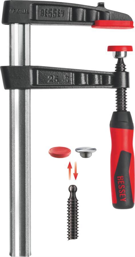 Temperguss-Schraubzwinge schwer TG TG16-2K Ausführung schwer Spannweite 160 mm Ausladung 80 mm Schiene 25 x 6 mm