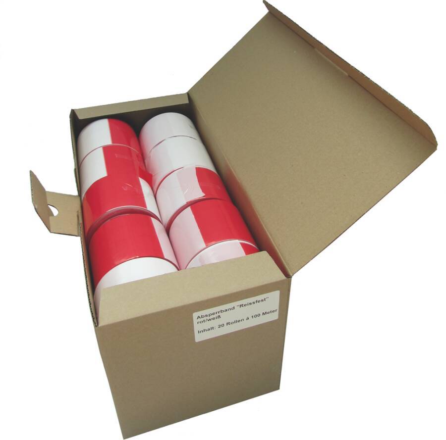 Absperrband reißfest 48908 Farbe rot/weiß Länge 100 m Breite 80 mm