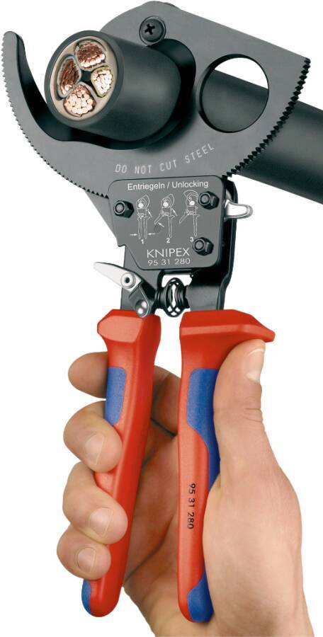 Kabelschneider, Ratschenprinzip 95 31 250 Länge 250 mm Schneidwerte Mehrleiterkabel 32mm / 240mm²