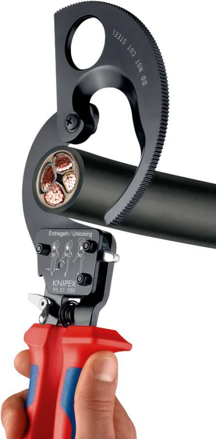 Kabelschneider, Ratschenprinzip 95 31 250 Länge 250 mm Schneidwerte Mehrleiterkabel 32mm / 240mm²