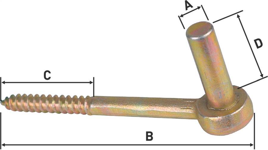 J Haken zum Einschrauben 0553515 A Ø 16 mm B 165 mm C 70 mm D 45 mm Holzgewinde Ø 12 mm Gewicht 0,260 kg