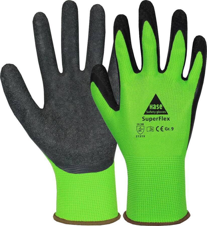 Montagehandschuh Superflex 508610-10 Größe 10 Farbe grün/schwarz Trägermaterial Polyester Gauge 13 Mat.-Stärke - mm Besc