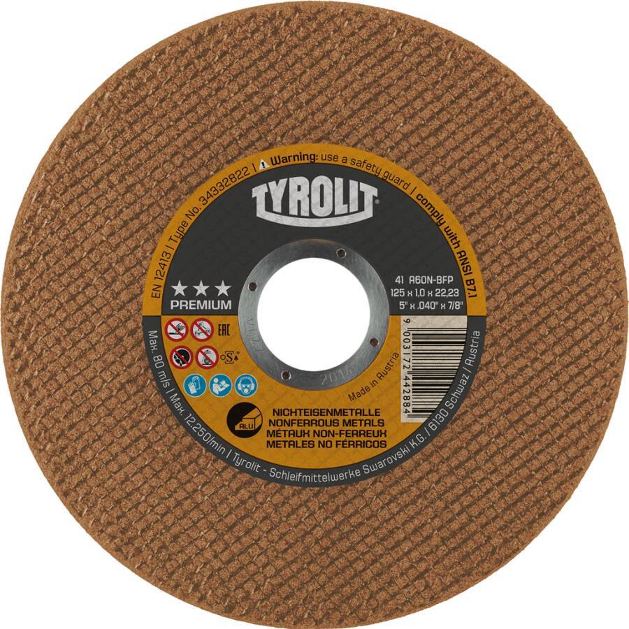 Trennscheibe Aluminium Premium - Alu 34332822 Ø 125 mm Breite 1 mm Bohrung 22,23 mm