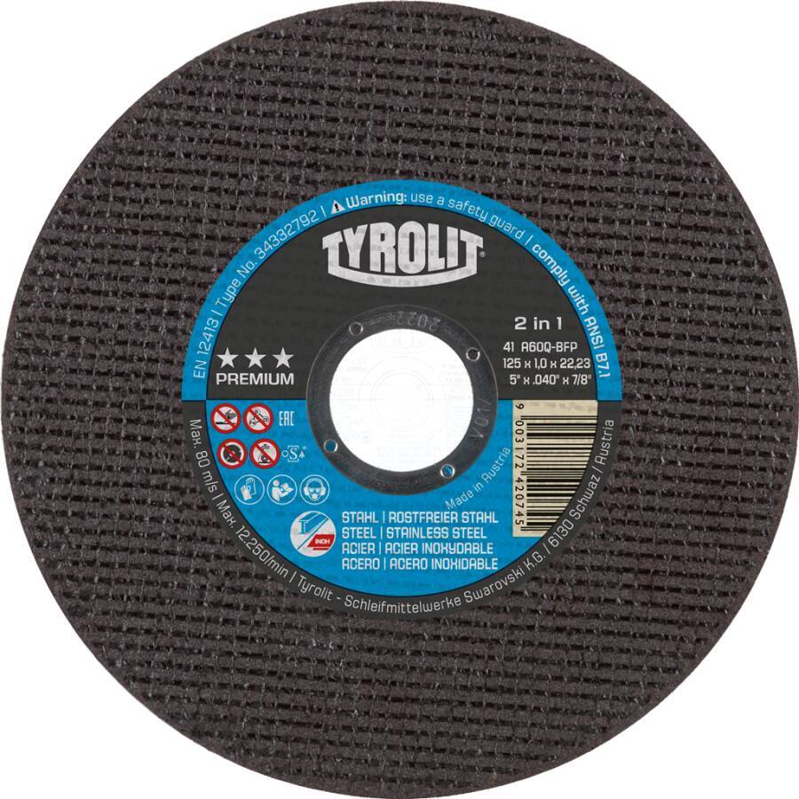 Trennscheibe Stahl oder Edelstahl Premium - 2 in 1 34332798 Ø 230 mm Breite 1,9 mm Bohrung 22,23 mm