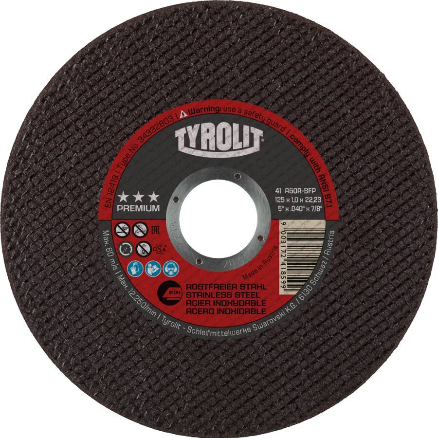 Trennscheibe Edelstahl Premium Inox 34332803 Ø 125 mm Breite 1 mm Bohrung 22,23 mm