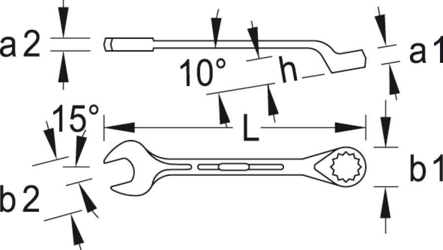 Ringmaulschlüssel flach gekröpft GEDORE 6000830 SW 10 mm Länge 148 mm Ringbreite 15,5 mm Ringstärke 8,2 mm Maulbreite 23
