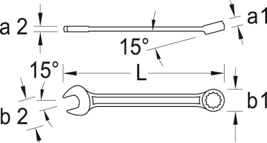 Ringmaulschlüssel abgewinkelt extra lang 6101430 SW 32 mm Länge 500 mm Ringbreite 47,5 mm Ringstärke 22,2 mm Maulbreite