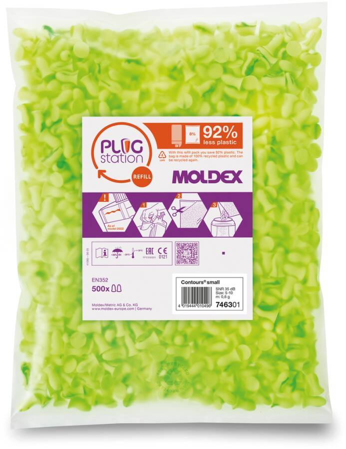 Gehörschutzstöpsel Contours® 746301 Größe small Inhalt Nachfüllpack für PlugStation (500 Paar)