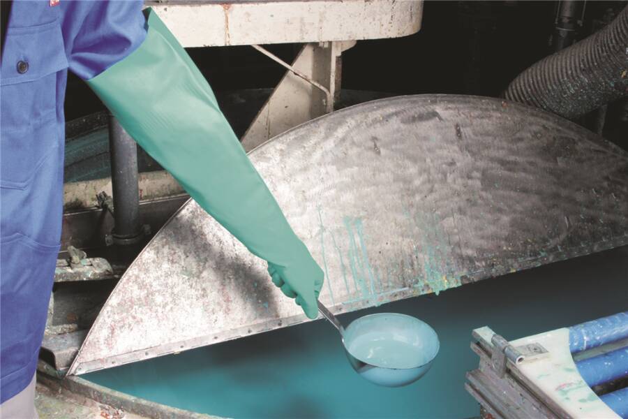 Chemikalienschutzhandschuh Camatril® 733 073309191X Größe 09 Farbe grün Trägermaterial Nitril Gauge - Mat.-Stärke 0,5