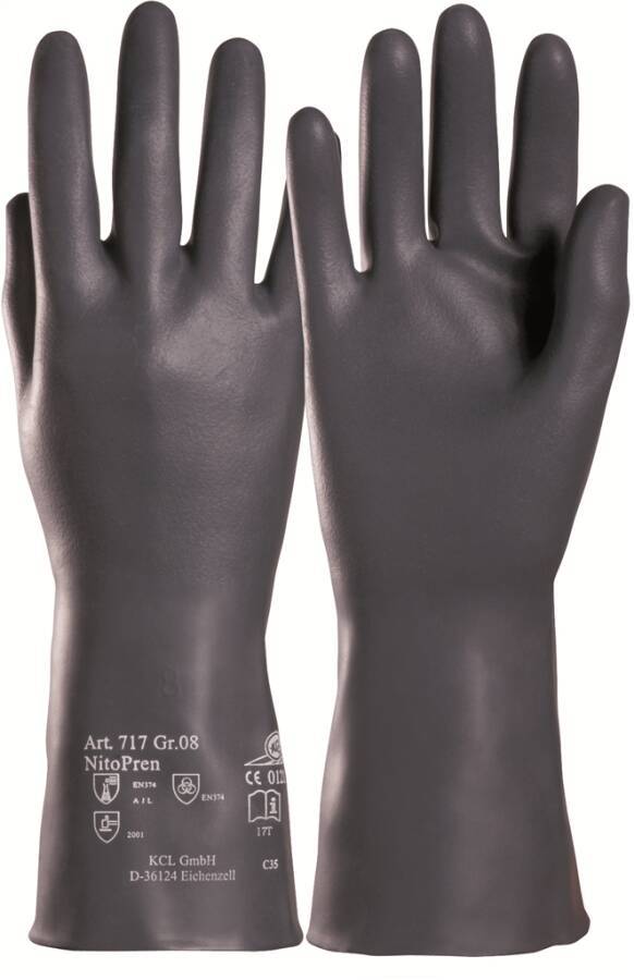 Chemikalienschutzhandschuh Nitopren® 717 071710141E Größe 10 Farbe dunkelgrau Trägermaterial Nitril, Chloropren Gauge