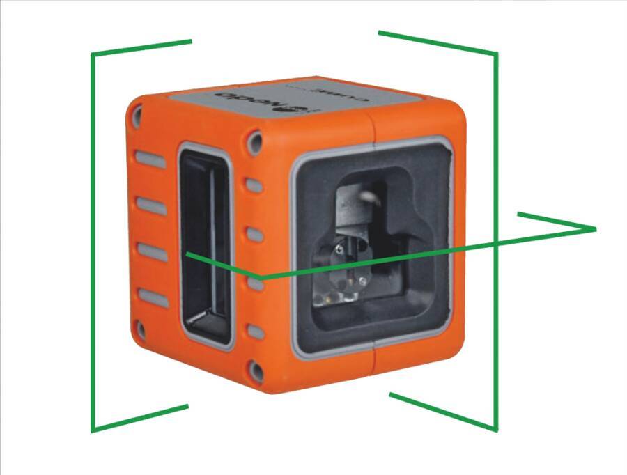 Kreuzlinienlaser CUBE 460867 Typ CUBE grün Lieferumfang CUBE grün, Klemmhalterung Metall inkl. Kugelgelenk, Batterien, T