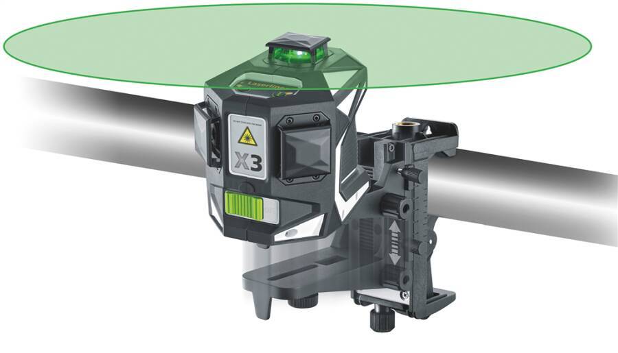 Kreuzlinienlaser X3-Laser 3D 036.800L Typ X3-Laser 3D grün Lieferumfang 2x Li-Ion 3,7V 1,7Ah Akkupack, 1x Netz-/Ladegerä