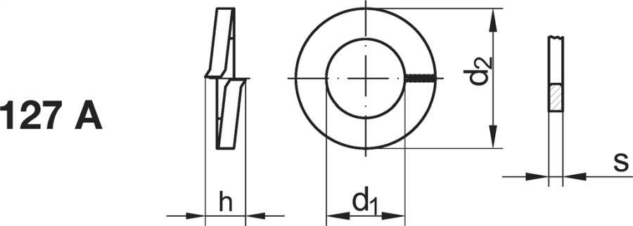 DIN 127 Federringe - P6 001270110050000-P6 Norm DIN 127 Werkstoff Federstahl Oberfläche galvanisch verzinkt Form Form A