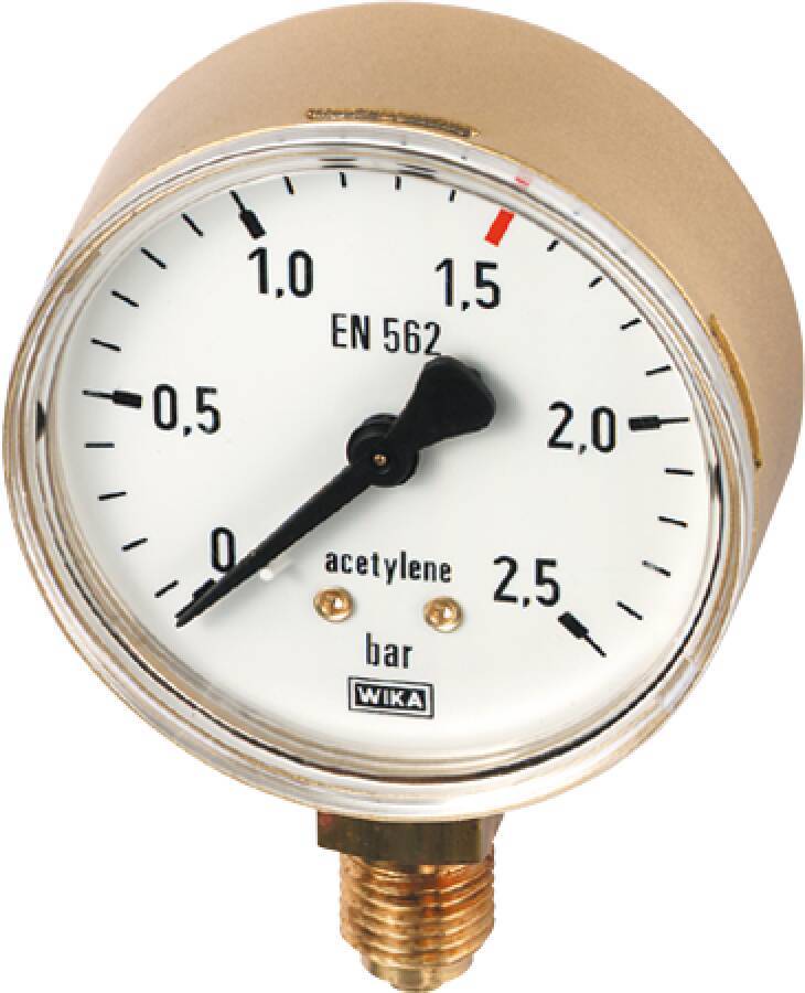 Sicherheits-Manometer 9415080 Gas Acetylen Eigenschaften 0 - 2,5 bar Arbeitsdruck