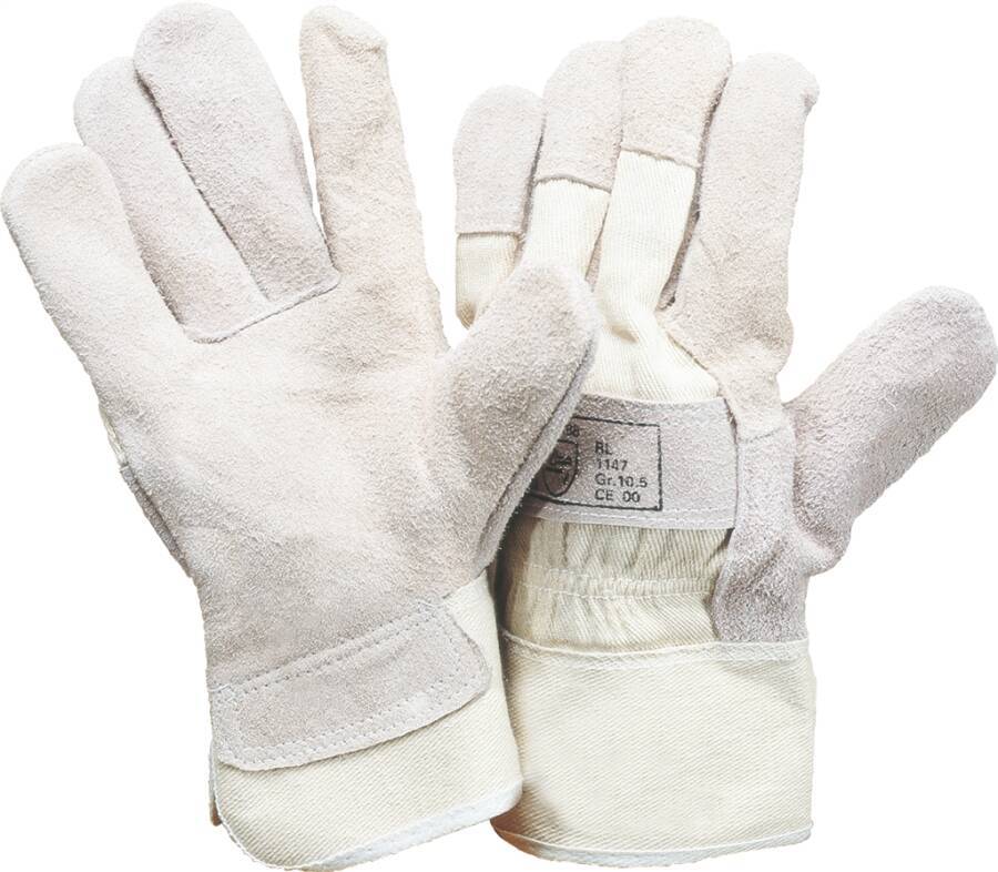 Rindkernspaltleder-Schutzhandschuh plus6 71010509 Größe 09 Farbe weiß/grau Trägermaterial Rindkernspaltleder / Baumwol