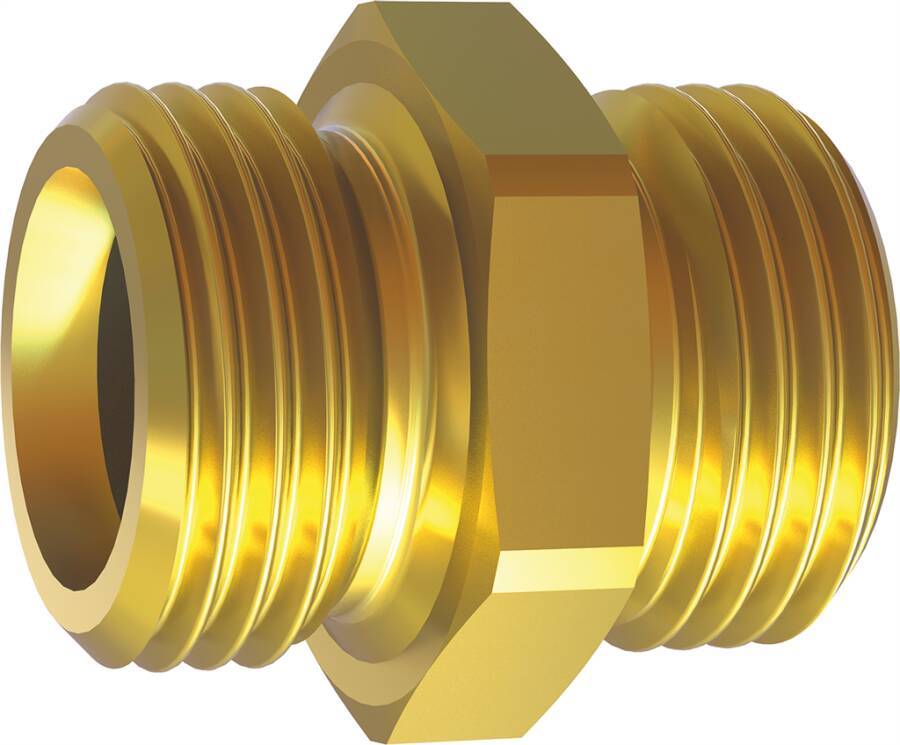 Doppelnippel MS252 131765 SW 19 mm Außengewinde (1) G 3/8`` AG Außengewinde (2) G 3/8`` AG mm max. Druck 25 bar Gesamtlä