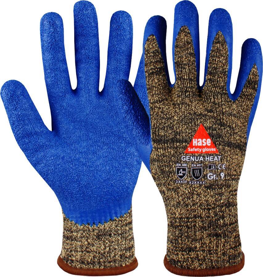 Schnittschutzhandschuh Genua Heat - Kontaktwärmeschutz 508515-10 Größe 10 Farbe gold-schwarz/blau Trägermaterial Arami