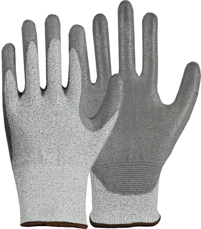 Schnittschutzhandschuh PU 71061908 Größe 08 Farbe grau Trägermaterial HPPE/Glasfaser/Elasthan/Polyester Gauge 13 Mat.-St