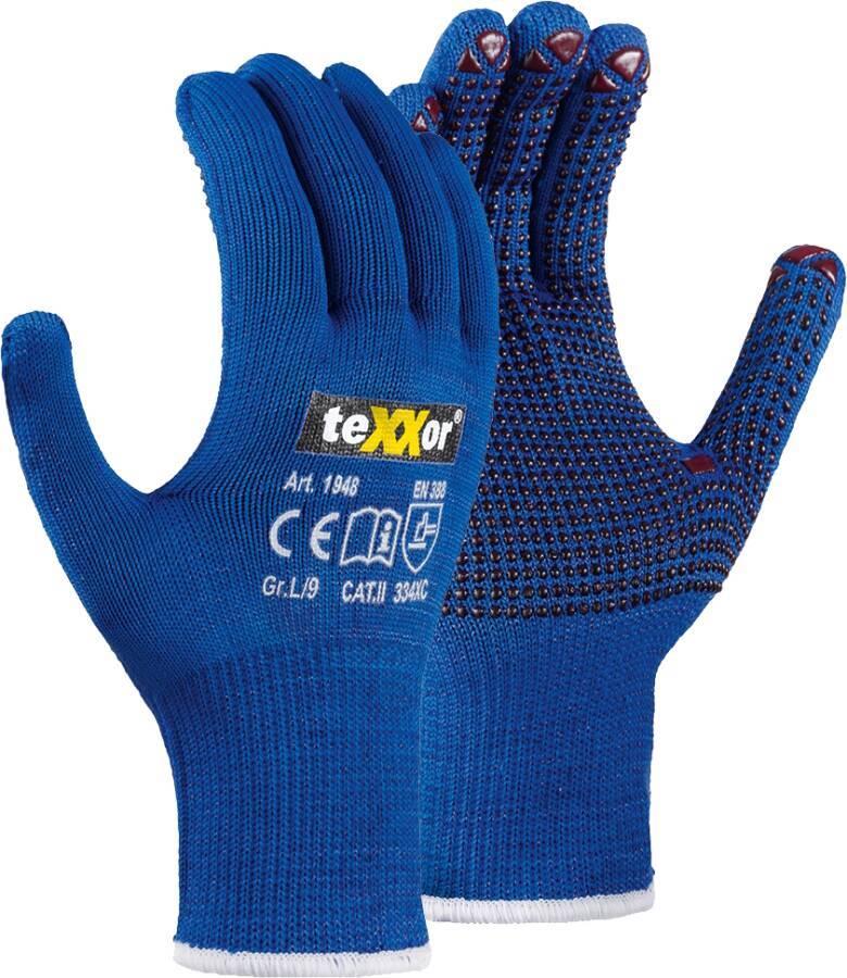 Schnittschutz-Feinstrickhandschuh 1948-08 Größe 08 Farbe blau Trägermaterial 35% Polyester, 29% Baumwolle, 23% Glasfaser