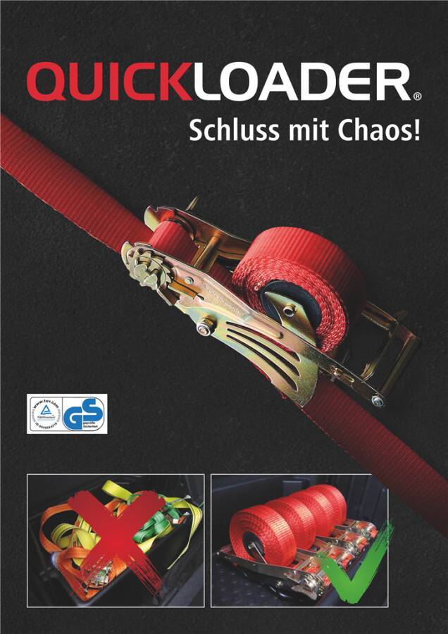 Automatik-Zurrgurte QUICKLOADER 941153003 Ausführung Spitzhaken, D-Ring Länge 5,0 m Zugkraft direkt 1000 kg Zugkraft in